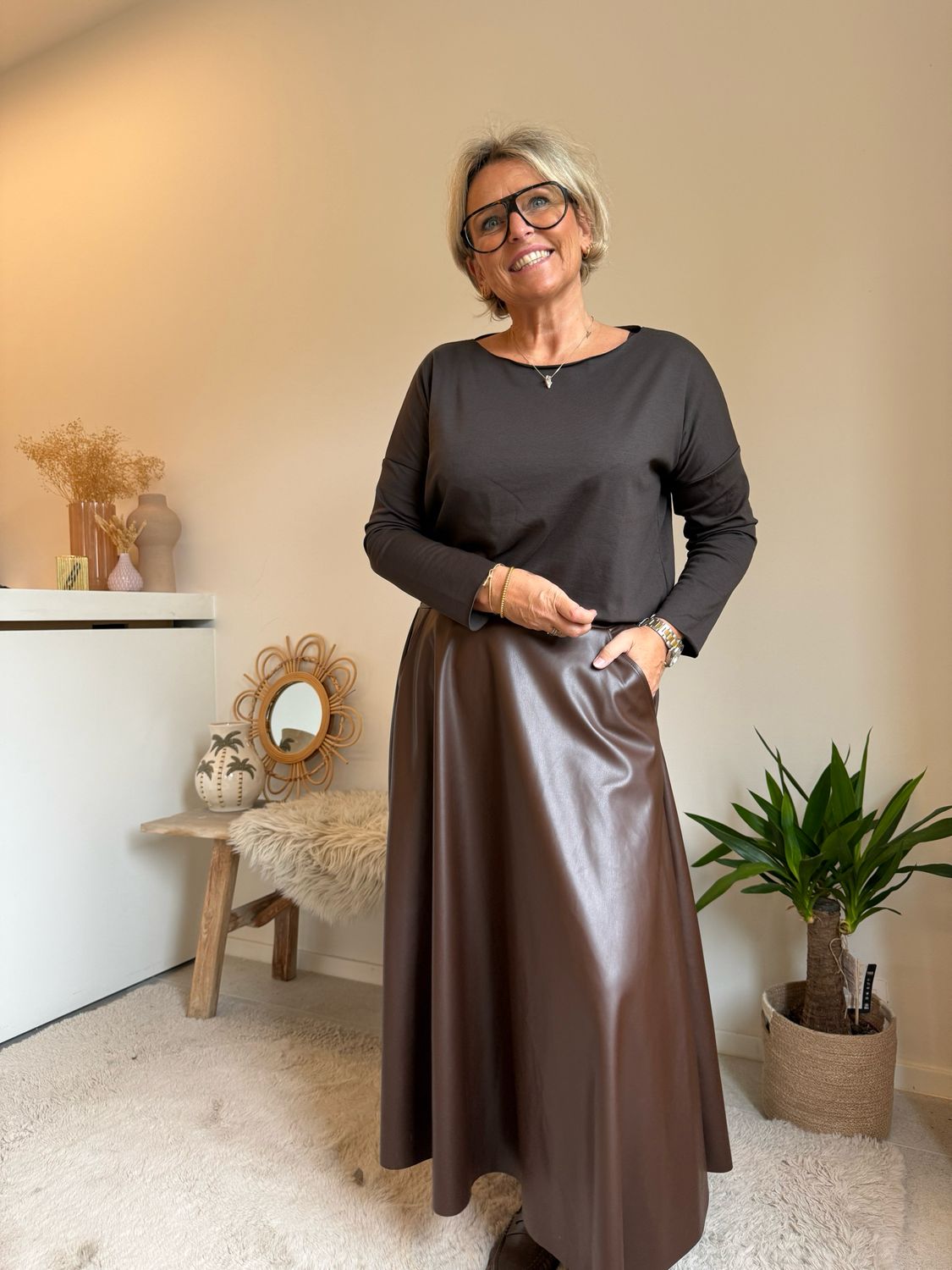 Anja bruin lange mouw Anja bruin lange mouw