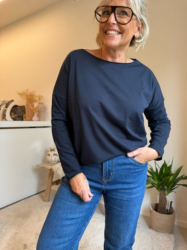 Anja donkerblauw lange mouw