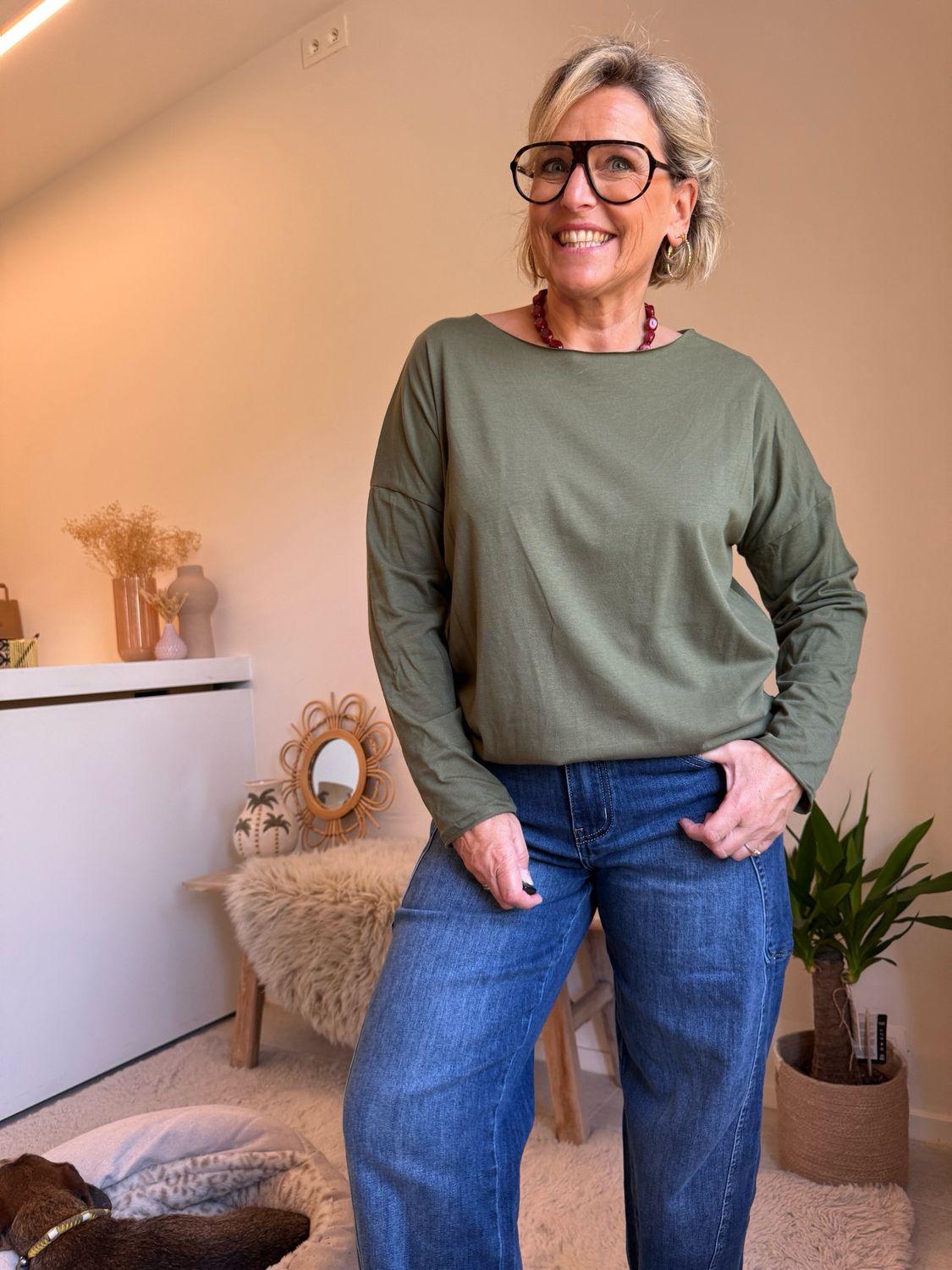 Anja kaki lange mouw