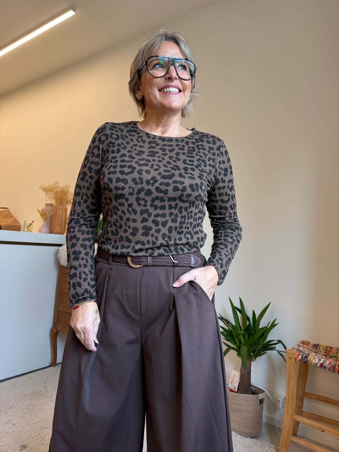 Maud kasjmier bruin zwart leopard Maud kasjmier bruin zwart leopard
