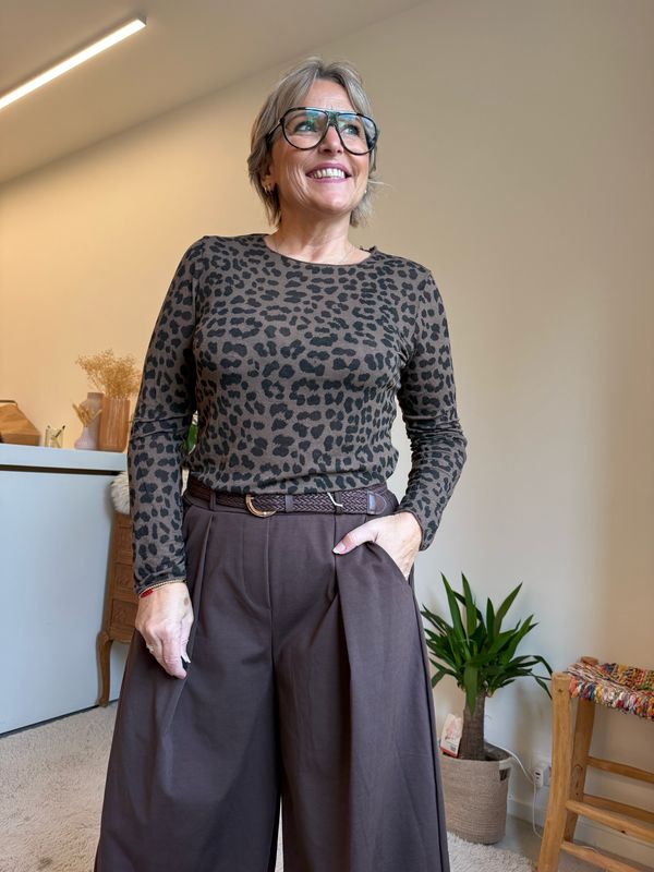 Maud kasjmier bruin zwart leopard