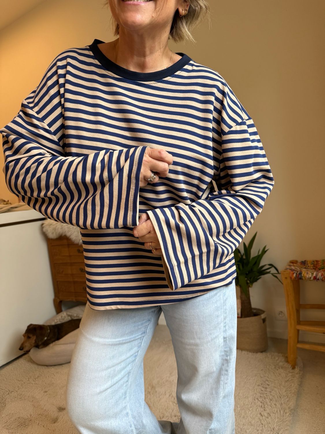 Tura blauw beige