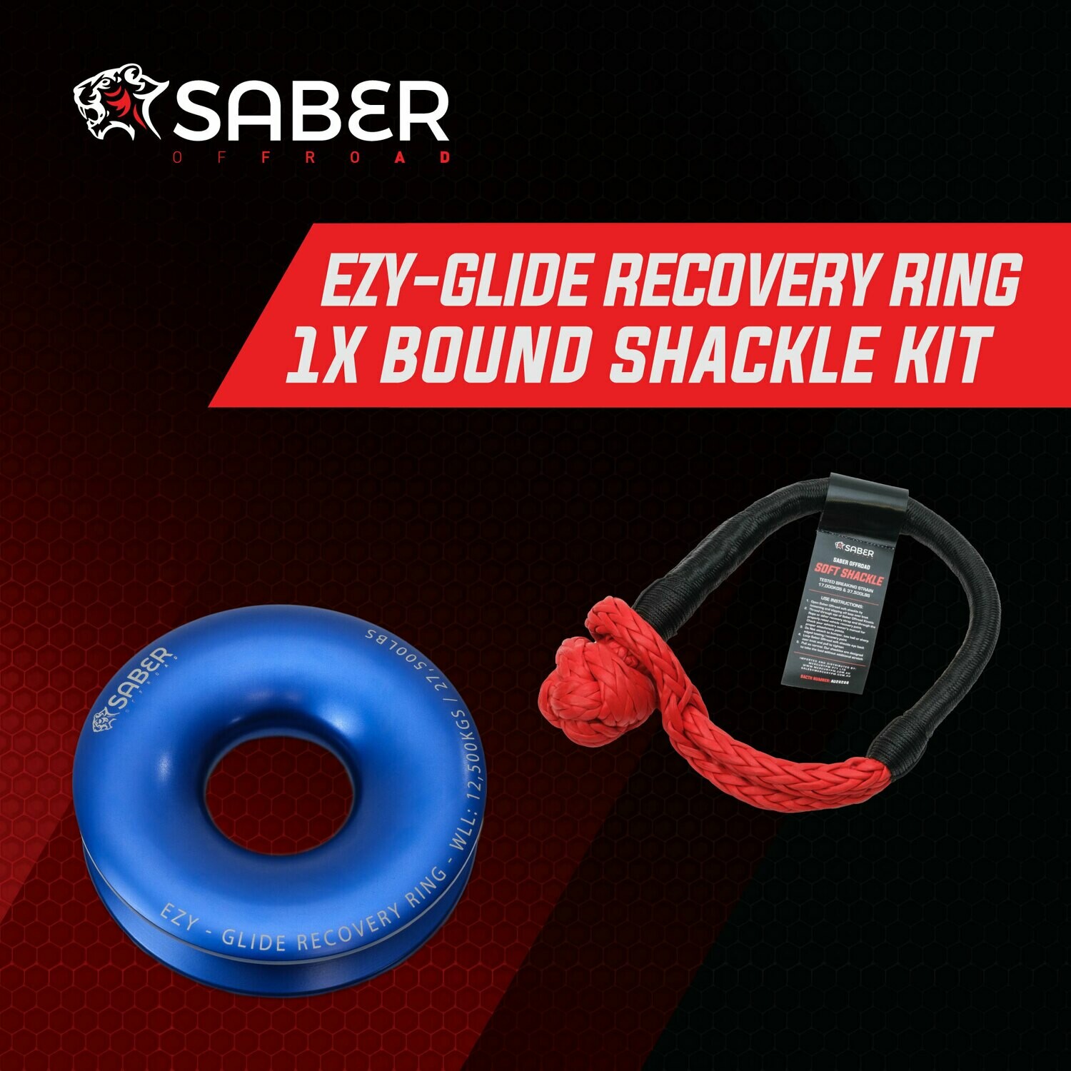 SABER EZY-GLIDE RECOVERY RING NEW +17K BOUND SOFT SHACKLE KIT