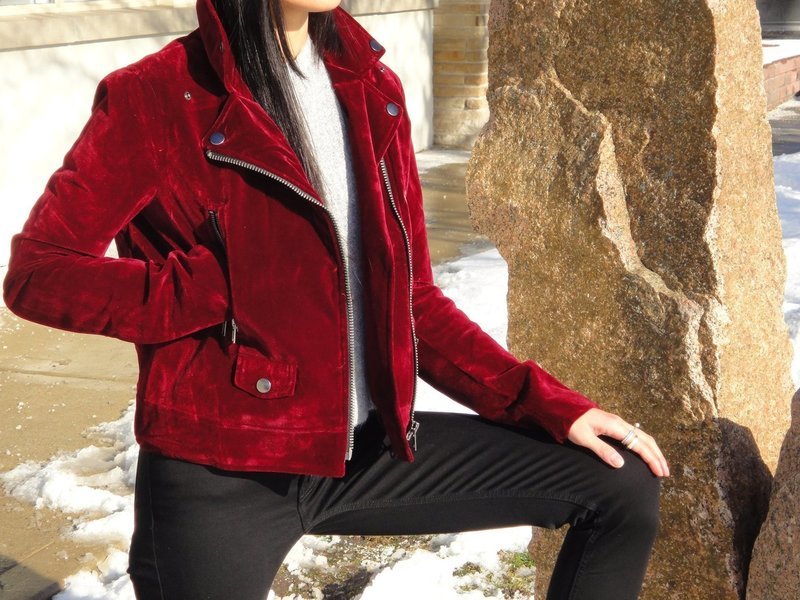 VELOUR BIKER JACKET