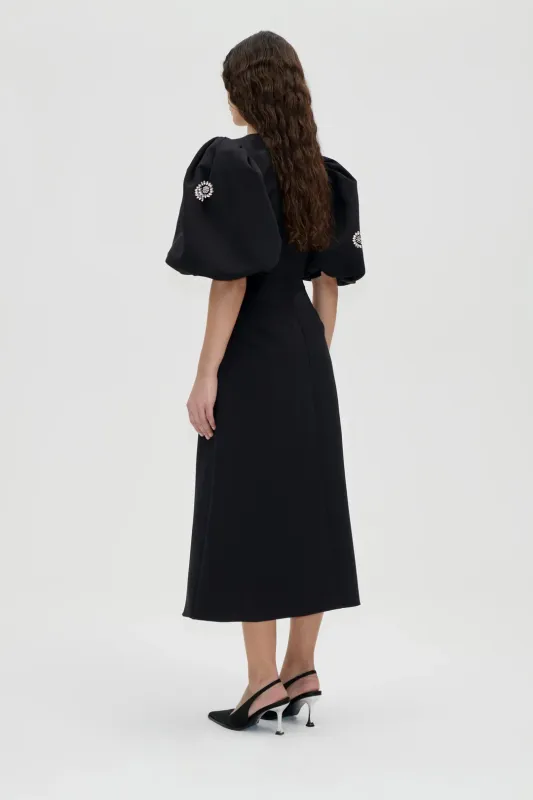 PUFF SLEEVE MIDI DRESS