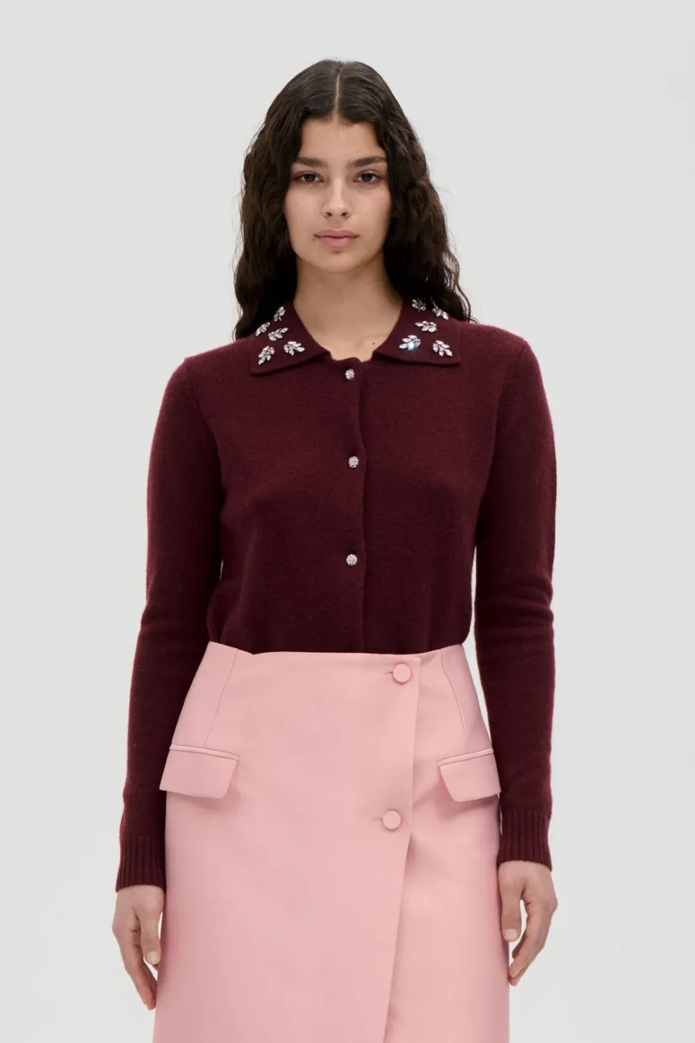 WIDE COLLAR LONG SLEEVE CARDIGAN
