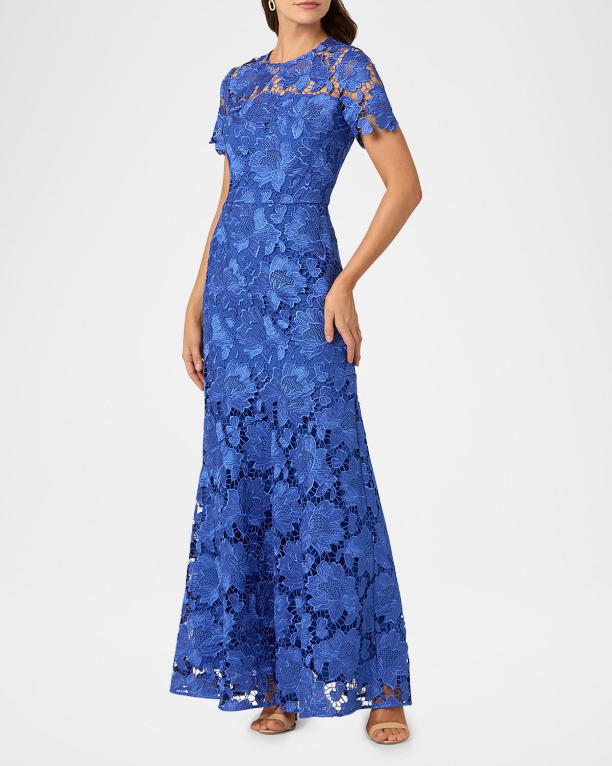 ELIE A-LINE FLORAL LACE GOWN