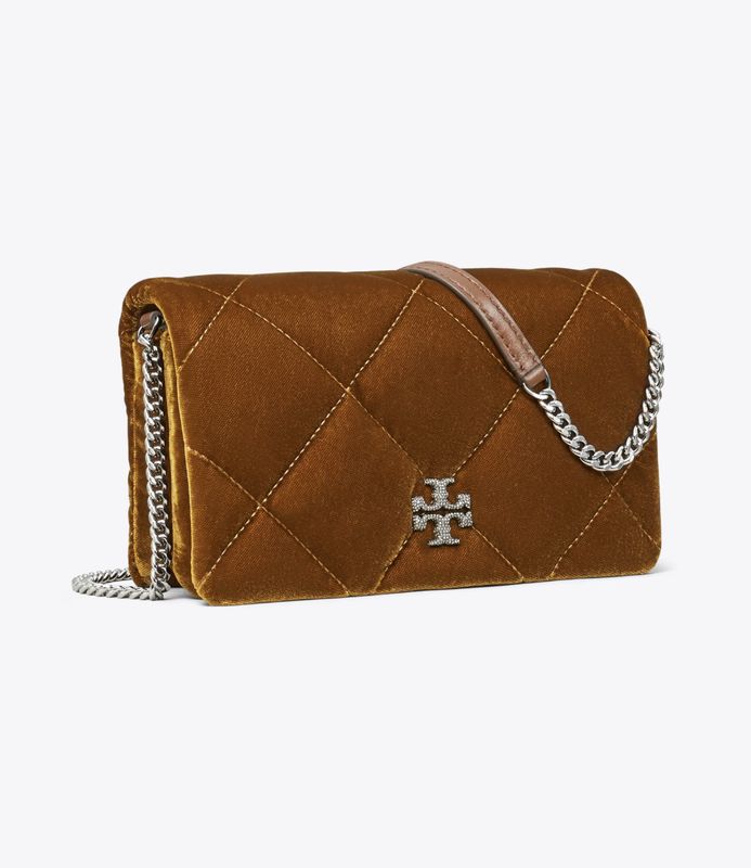 KIRA DIAMOND QUILT VELVET CHAIN WALLET
