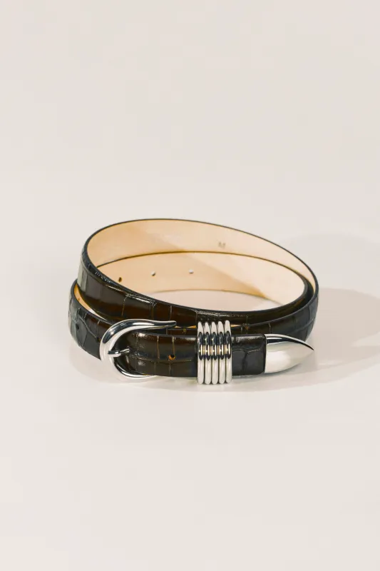 HOLLYHOCK CROCO SILVER BELT