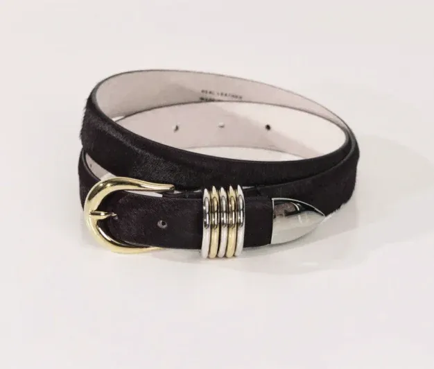 HOLLYHOCK CAVALLINO MIXED METAL PONYHAIR BELT