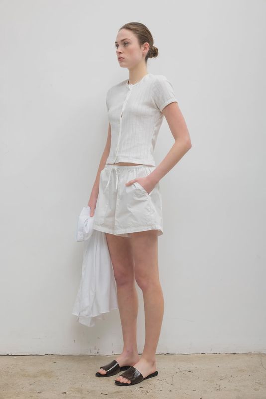 POINTELLE SHORT SLEEVE CARDIGAN