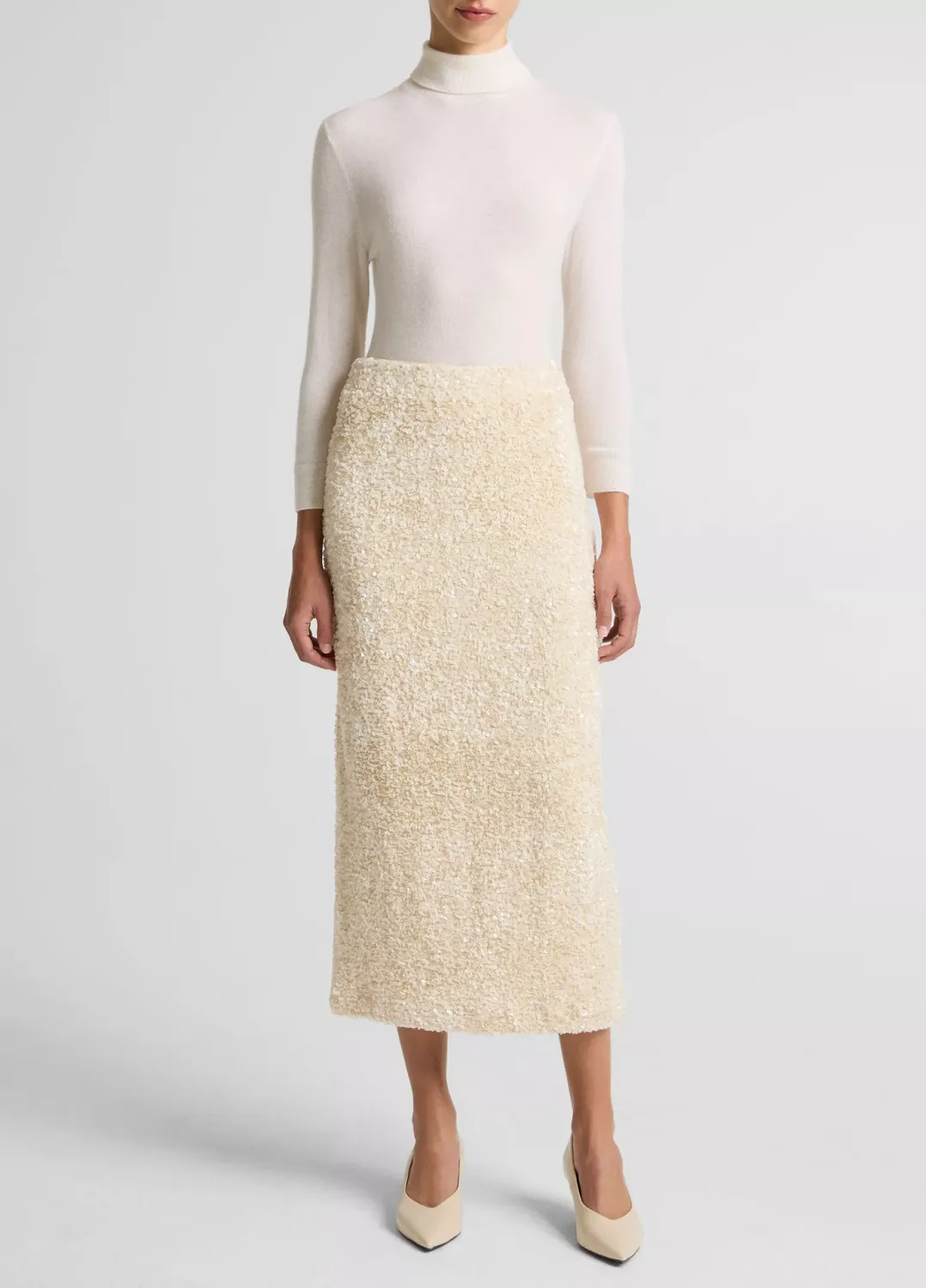 SEQUINED VELVET COLUMN SKIRT
