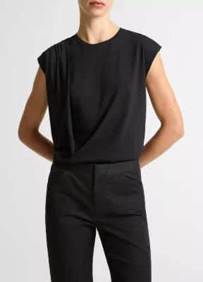 PIMA COTTON-BLEND DRAPED RELAXED TOP