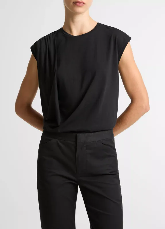 PIMA COTTON-BLEND DRAPED RELAXED TOP
