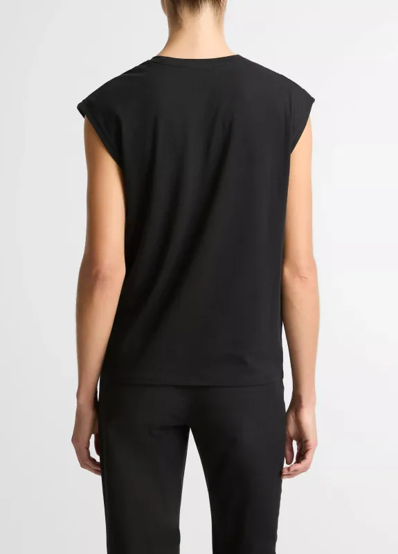 PIMA COTTON-BLEND DRAPED RELAXED TOP