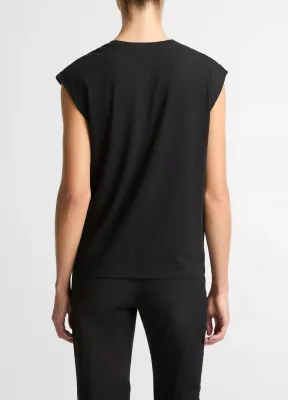 PIMA COTTON-BLEND DRAPED RELAXED TOP