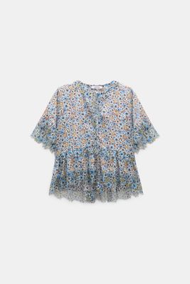 FLORAL VOLUMES BLOUSE