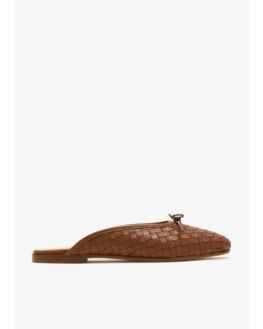 POESIA BALLERINA MULE, Color: WOVEN LATTE CALFSKIN, Size: 36