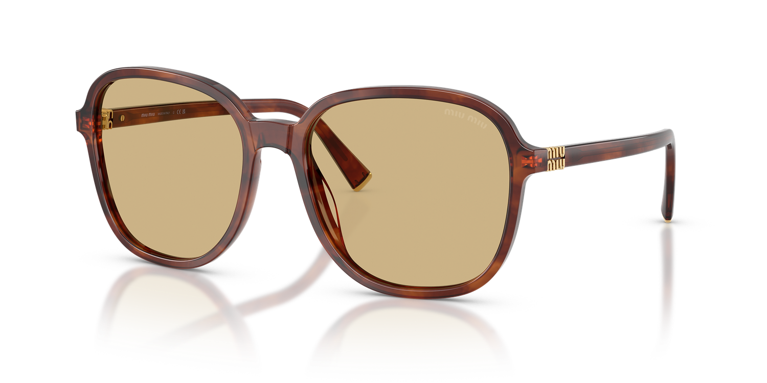 MIU MIU SUNGLASSES 0MU B01S, Color: 26E10R/STRIPED TOBACCO FRAME W/ YELLOW LENS, Size: 58