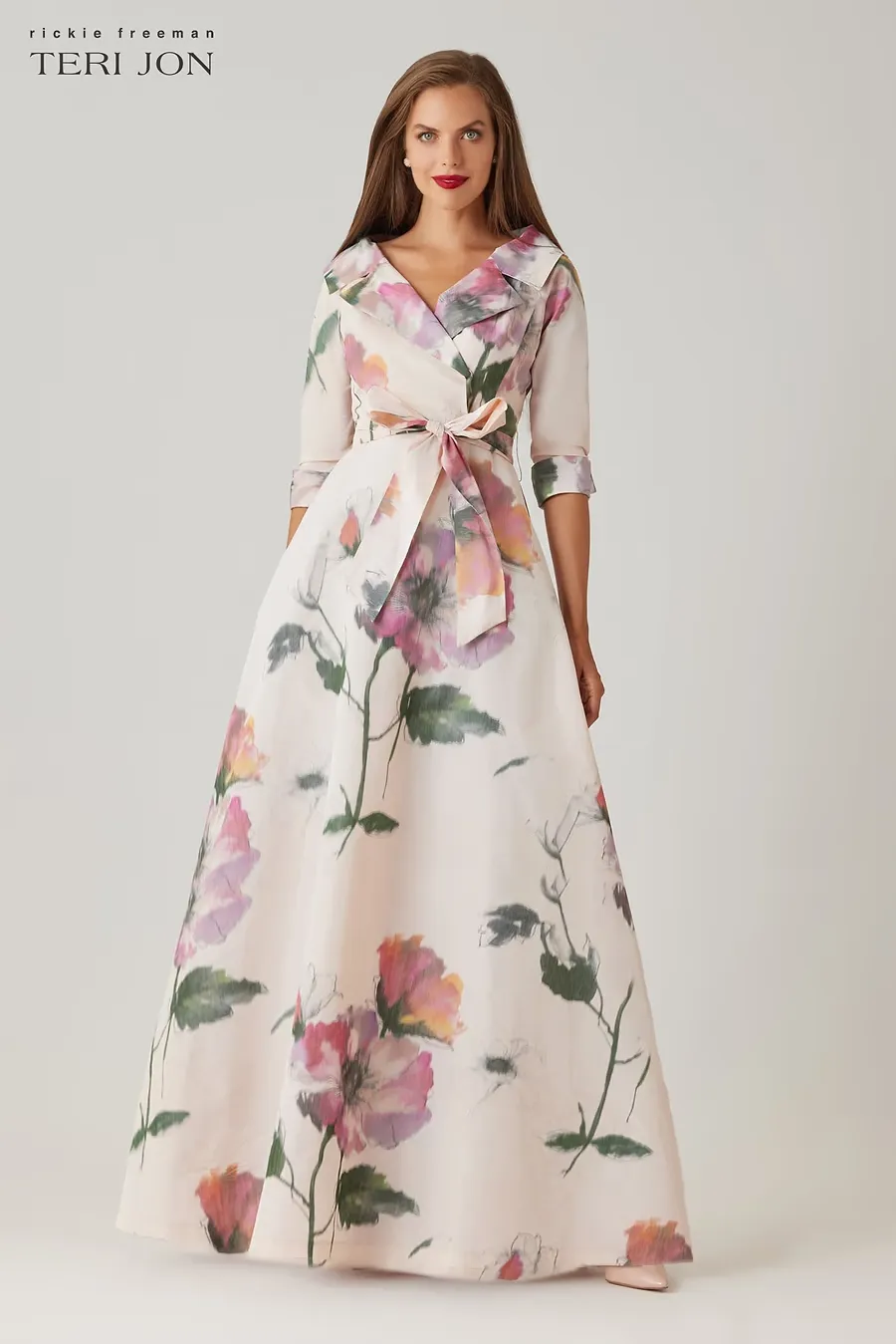 TAFFETA DIGITAL PRINT COLLAR SHIRT GOWN 269013