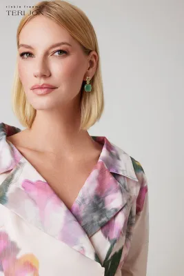 TAFFETA DIGITAL PRINT COLLAR SHIRT GOWN 269013