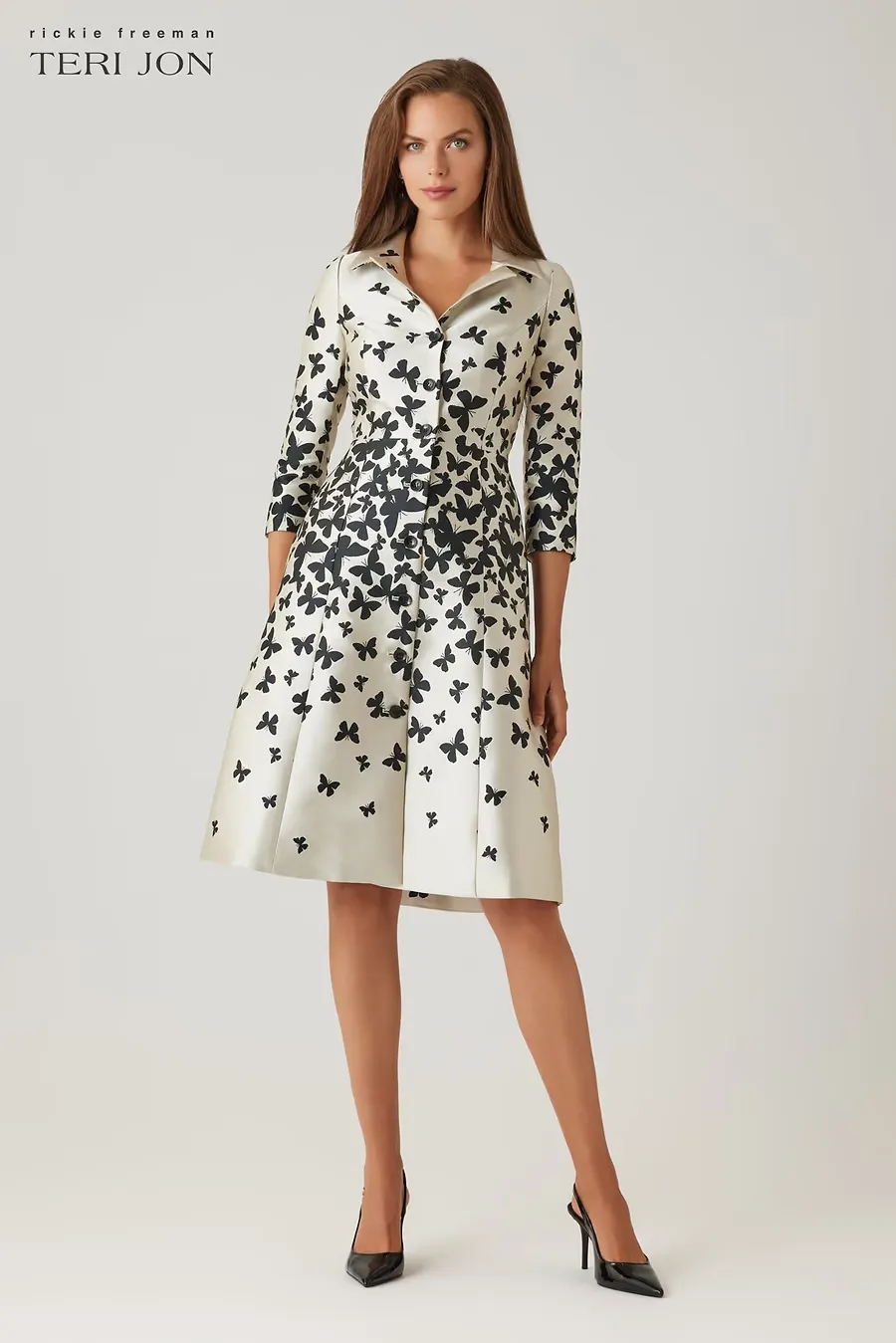MIKADO BUTTERFLY PATTERN COAT DRESS 259211