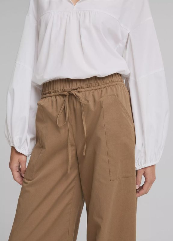MID RISE COTTON DOUBLE-WAIST DRAWSTRING PANT