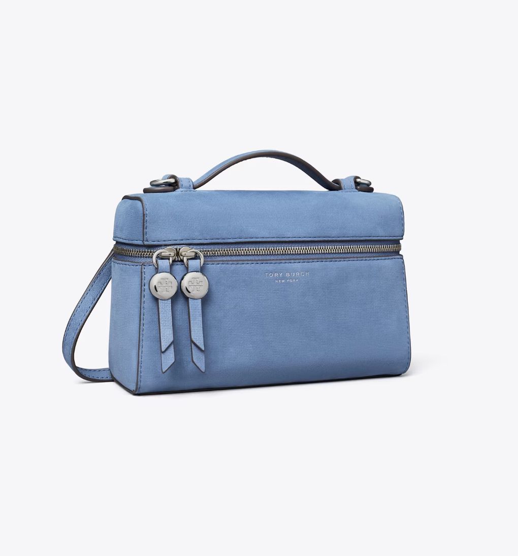 NUBUCK SLIM TOP HANDLE VANITY BAG