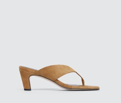 KAT HEELED LEATHER THONG SANDAL