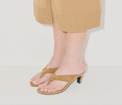 KAT HEELED LEATHER THONG SANDAL