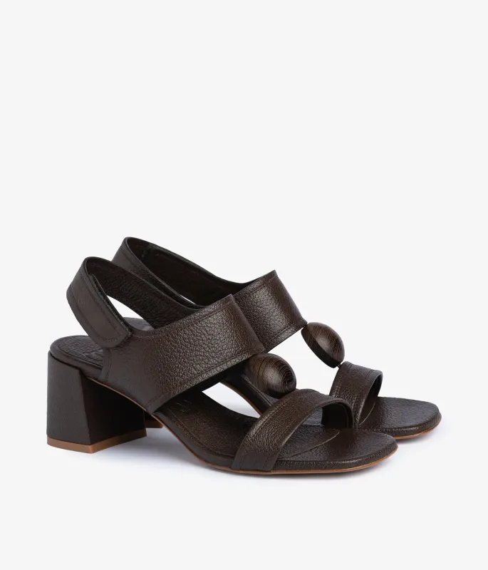 URIANA WOOD CABOCHON MIDI SANDAL