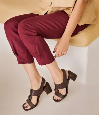 URIANA WOOD CABOCHON MIDI SANDAL
