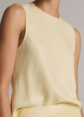 SLEEVELESS BIAS CREW NECK W/ RAW EDGE