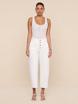 KALEA SCOOP NECK MESH BODYSUIT in WHITE