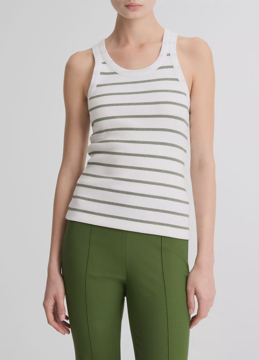 STRIPED RIBBED SCOOP-NECK TANK
