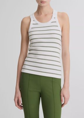STRIPED RIBBED SCOOP-NECK TANK