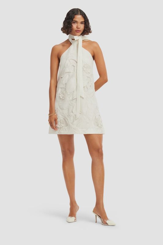 LOLA APPLIQUE HALTERNECK MINI DRESS