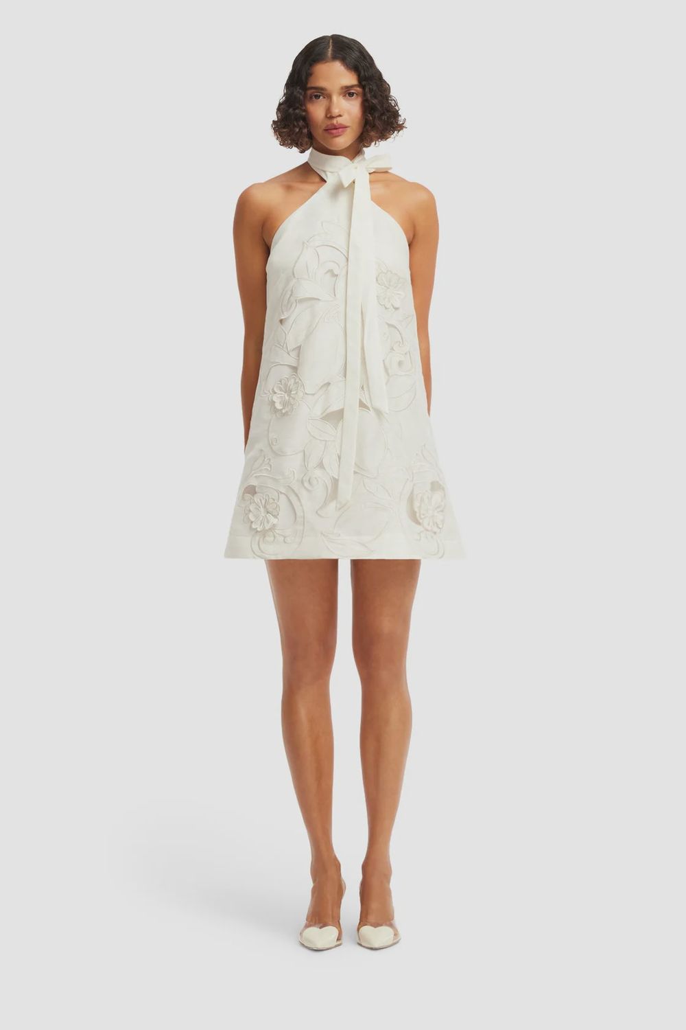 LOLA APPLIQUE HALTERNECK MINI DRESS
