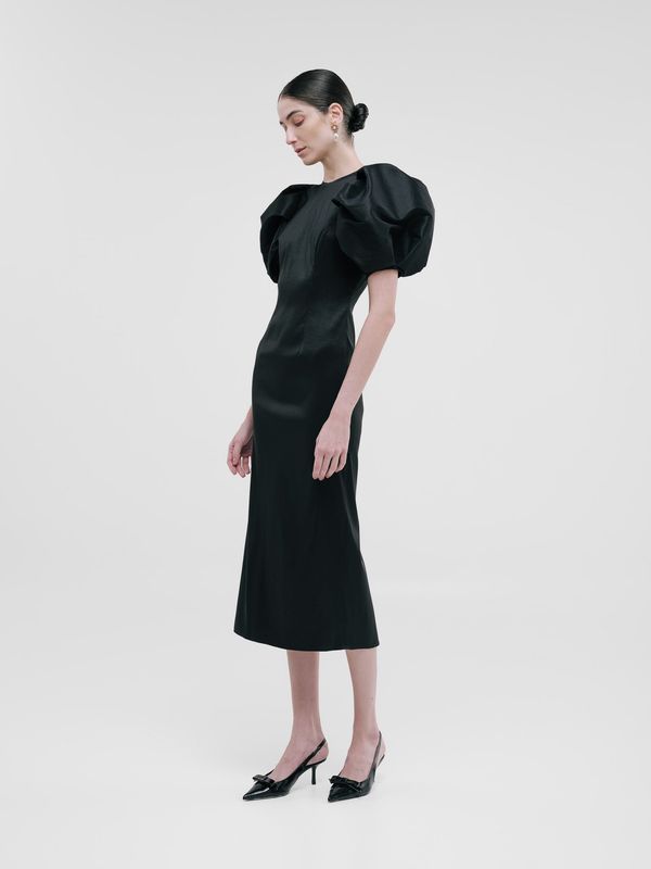 ANJA DRESS BLACK TAFFETA