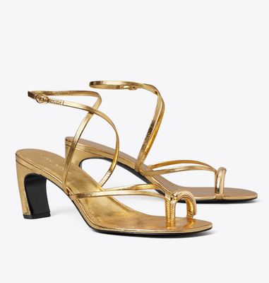 PIERCED MULTI-STRAP HEELED SANDAL