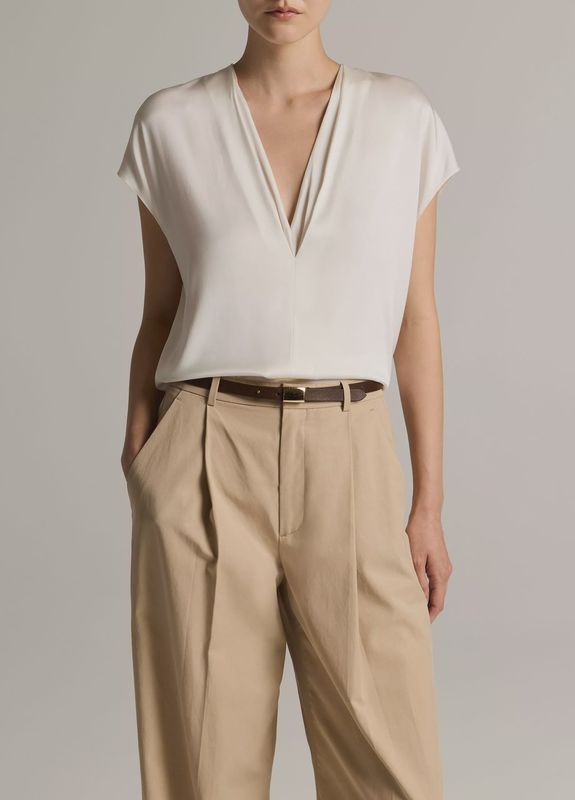 SILK-BLEND DOUBLE V-NECK SHELL