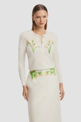 QUINN EMBELLISHED WOOL MIDI SKIRT