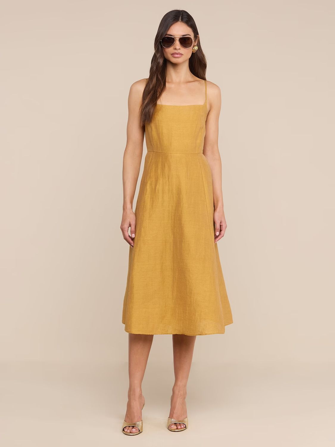 MEREDITH LINEN-BLEND MIDI DRESS