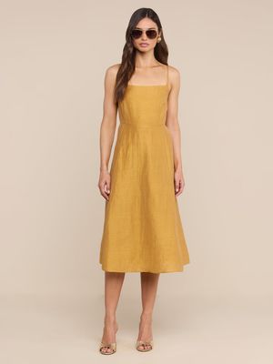 MEREDITH LINEN-BLEND MIDI DRESS