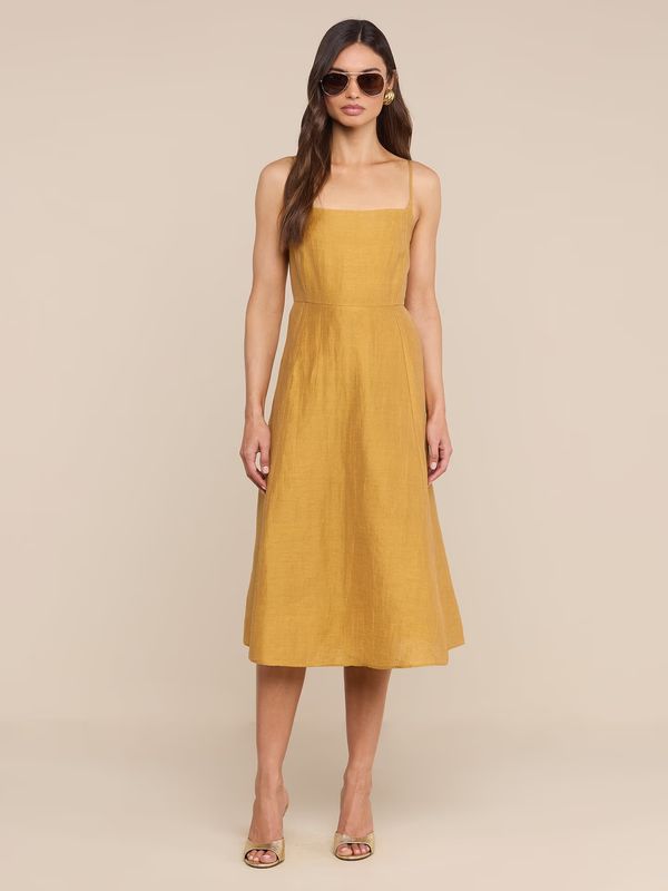 MEREDITH LINEN-BLEND MIDI DRESS