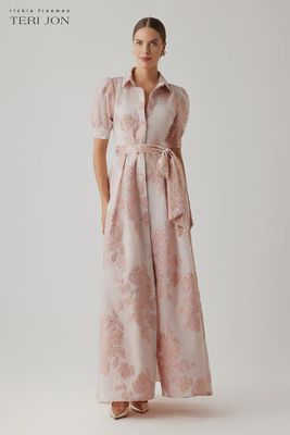 METALLIC JACQUARD SHIRTWAIST GOWN 266069