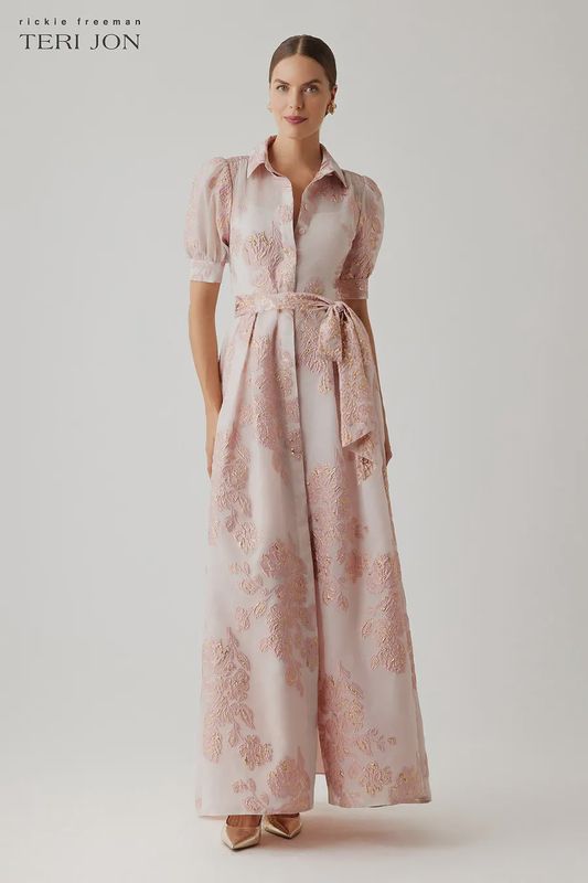 METALLIC JACQUARD SHIRTWAIST GOWN 266069