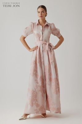 METALLIC JACQUARD SHIRTWAIST GOWN 266069