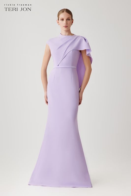 CREPE ASYMMETRICAL SIDE DRAPE GOWN 266009