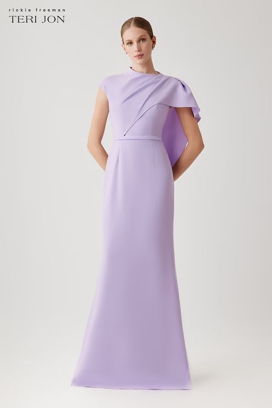 CREPE ASYMMETRICAL SIDE DRAPE GOWN 266009